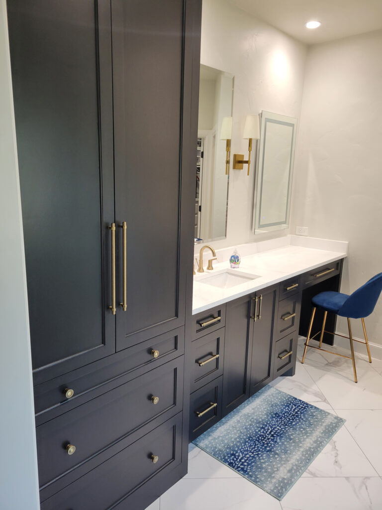 Bathroom Remodel with custom vanity & custom cabinets in Oklahoma City by All Hands on Deck Handyman Services